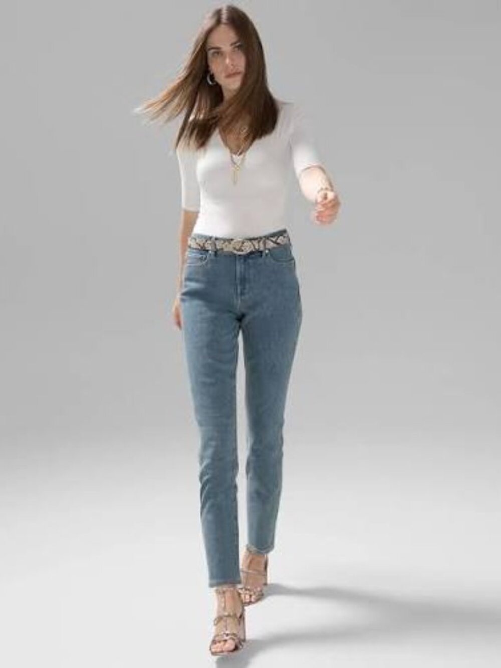 WHBM High Rise Straight Sculpt 12P Jeans